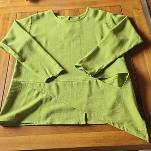 100% wool top, Women's Pullover, Cutout, Lime Green, Size L JOANIE
